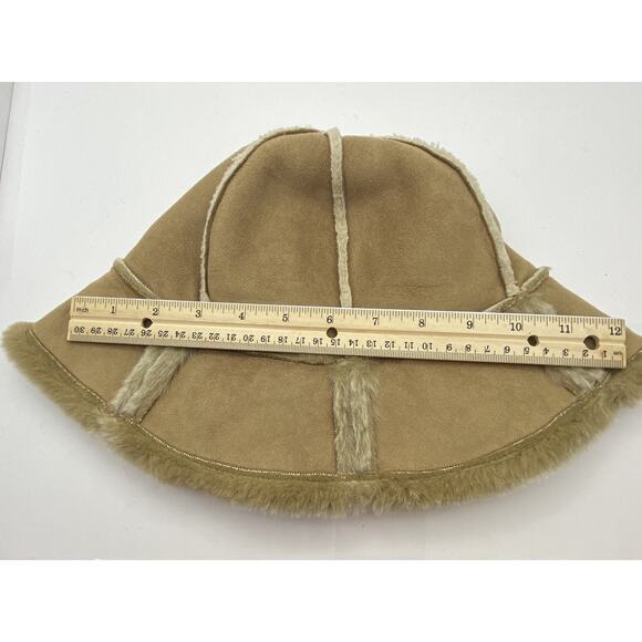 Fownes Faux Suede Fur Accent Bucket Hat Tan Boho Classic Warm 70's - Picture 3 of 14